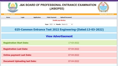 JKCET 2022: Register at jkbopee.gov.in, check exam date here JKCET 2022: Register at jkbopee.gov.in, check exam date here
