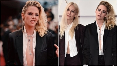 Kristen Stewart ditches gown in true queen style, stuns in shorts and unbuttoned shirt with blazer at Oscars: See pics (Instagram/@kristen_source, AP) Kristen Stewart ditches gown in true queen style, stuns in shorts and unbuttoned shirt with blazer at Oscars: See pics (Instagram/@kristen_source, AP)