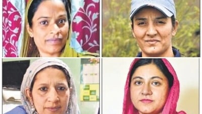 Sanna Masood, Masrat Jan, Rukhsana Kausar, and Soliha Yousuf.&nbsp; (HT PHOTOS)