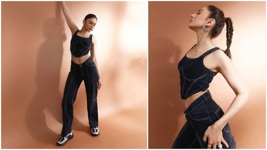 Rakul Preet has several films in her pipeline and has lately been busy with the promotions of Attack which also stars Jacqueline Fernandez and John Abraham. She has been keeping all her promotional looks uber stylish and trendy. The actor opted for a street-style denim co-ord set for a latest promotional event of her upcoming film Attack.(Instagram/@rakulpreet)