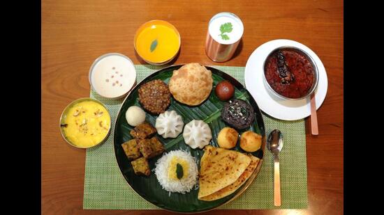 Mumbai, India - March 25, 2022 : Gudi Padwa Thali food Shoot at The Resort, Malad, in Mumbai, India, on Friday, March 25, 2022. (Photo by Vijay Bate/HT Photo)