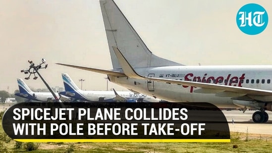 SpiceJet plane collides with an electric pole at the Delhi Airport