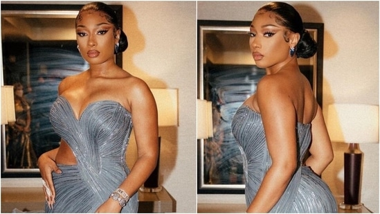 Megan Thee Stallion makes Oscars debut in Indian designer Gaurav Gupta's figure-hugging thigh-high slit gown: See pics