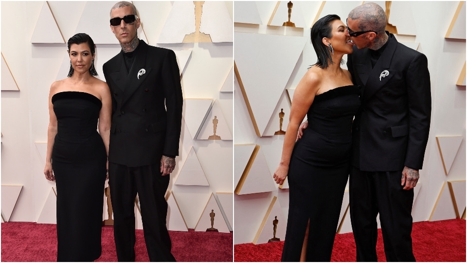 Kourtney and Travis serve PDA moments on the Oscars red carpet.&nbsp;