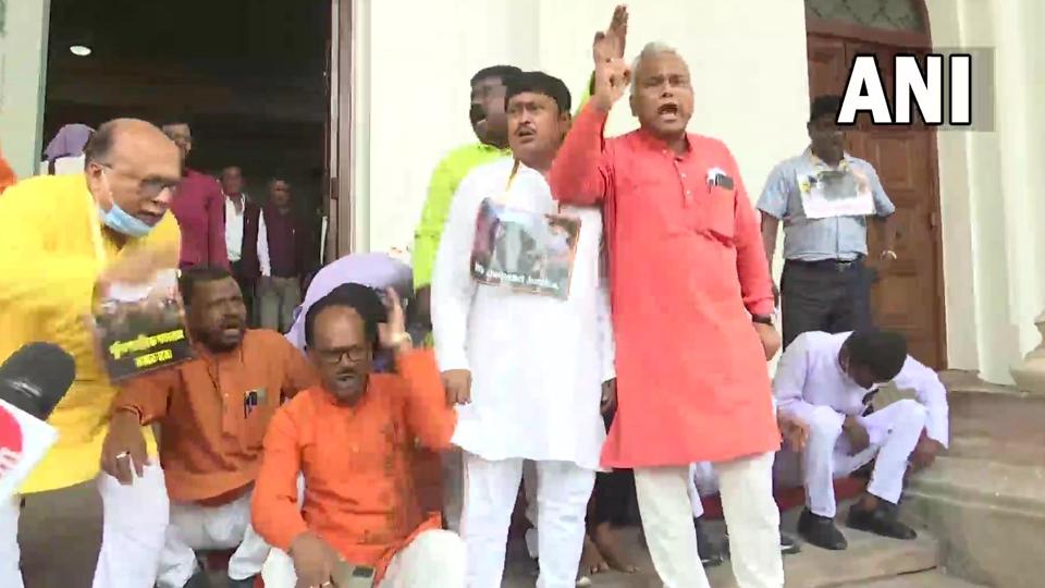 A fight broke out between the TMC and the BJP legislators in West Bengal Assembly when the BJP MLAs staged a protest demanding the chief minister’s statement over the Birbhum massacre and a discussion over the alleged deteriorating law-and-order in the state. A fight broke out between the TMC and the BJP legislators in West Bengal Assembly when the BJP MLAs staged a protest demanding the chief minister’s statement over the Birbhum massacre and a discussion over the alleged deteriorating law-and-order in the state.