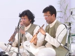 Sanjeev and Ashwani Shankar in performance at the Music in the Park. Sanjeev and Ashwani Shankar in performance at the Music in the Park.
