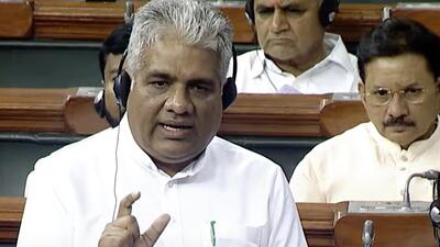 Union minister of labour and employment Bhupendra Yadav in the Lok Sabha on Monday. (ANI Photo) Union minister of labour and employment Bhupendra Yadav in the Lok Sabha on Monday. (ANI Photo)