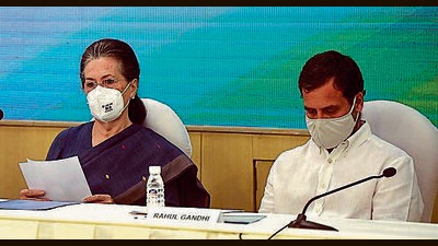AICC interim president Sonia Gandhi and Congress MP Rahul Gandhi in New Delhi, March 13, 2022 (Raj K Raj/Hindustan Times) AICC interim president Sonia Gandhi and Congress MP Rahul Gandhi in New Delhi, March 13, 2022 (Raj K Raj/Hindustan Times)