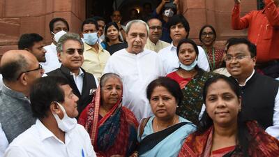 New Delhi: Odisha Chief Minister Naveen Patnaik met Biju Janata Dal (BJD) MPs at Parliament House, in New Delhi (PTI)