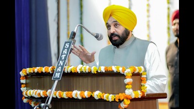 No financial aid was announced during Punjab CM Bhagwant Mann’s visit to Punjabi university (HT)