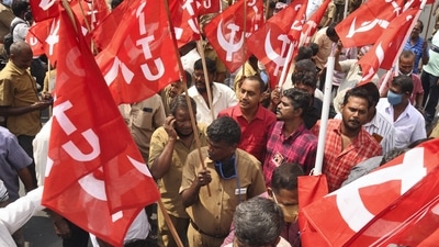 Chennai: Activists of various trade unions stage a protest in support of the two-day Bharat Bandh called over the Centre's policies, in Chennai, Monday. (PTI) Chennai: Activists of various trade unions stage a protest in support of the two-day Bharat Bandh called over the Centre's policies, in Chennai, Monday. (PTI)