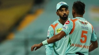 KL Rahul with Dushmantha Chameera during LSG vs GT IPL 2022 match (BCCI/IPL)