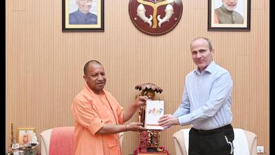 World Bank’s lead agriculture specialist Andrew Goodland meets UP chief minister Yogi Adityanath. (Sourced)