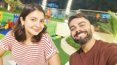 Anushka Sharma and Virat Kohli click a selfie together. Anushka Sharma and Virat Kohli click a selfie together.