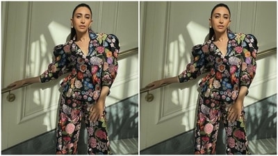 In the end, Karisma rounded off the glam picks with a half-tied and sleeked back high ponytail, glossy nude lip shade, shimmery blush pink eye shadow, winged eyeliner, heavy mascara on the lashes, glowing skin, blushed cheeks, and on-fleek brows. (Instagram/@stylebyami) In the end, Karisma rounded off the glam picks with a half-tied and sleeked back high ponytail, glossy nude lip shade, shimmery blush pink eye shadow, winged eyeliner, heavy mascara on the lashes, glowing skin, blushed cheeks, and on-fleek brows. (Instagram/@stylebyami)