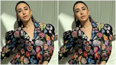 Karisma recently jetted off to Dubai for attending an event, and there she donned a floral printed ensemble from the shelves of designer Rahul Mishra's couture label. Celebrity stylist Ami Patel styled Karisma's look and revealed that the outfit was fresh off the ramp. (Instagram/@stylebyami) Karisma recently jetted off to Dubai for attending an event, and there she donned a floral printed ensemble from the shelves of designer Rahul Mishra's couture label. Celebrity stylist Ami Patel styled Karisma's look and revealed that the outfit was fresh off the ramp. (Instagram/@stylebyami)