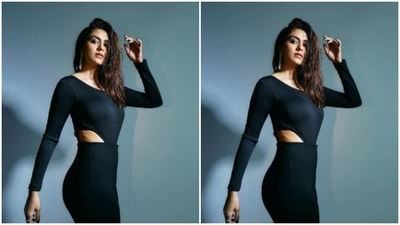 Styled by fashion stylist Rahul Vijay, Mrunal opted for smokey eyeshadow, black kohl, black eyeliner, mascara-laden eyelashes, drawn eyebrows, contoured cheeks and a shade of nude lipstick. (Instagram/@mrunalthakur)