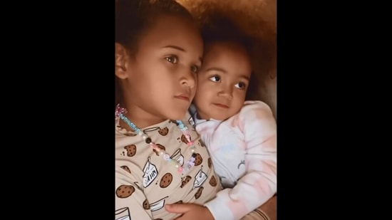 The image, taken from the video posted on Instagram, shows the elder sister hugging her younger sibling. (Instagram/@alyssafluellen)