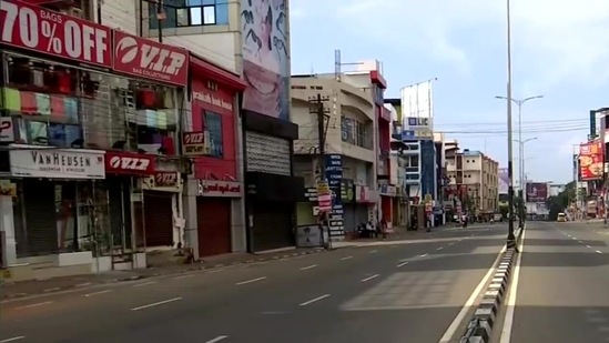 Shops remains closed in Thiruvananthapuram, in view of the Bharat Bandh called by various central trade unions.(ANI)