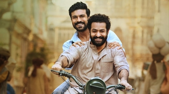 Ram Charan and Jr NTR in a still from RRR. Ram Charan and Jr NTR in a still from RRR. 