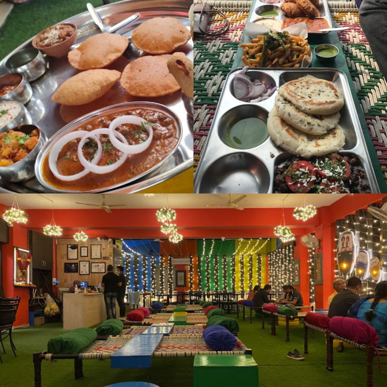 The Insta-worthy dining experience comes with vast verities of veg food, typical Punjabi cuisine amid North Indian decor with village-style beds & bolsters. The Insta-worthy dining experience comes with vast verities of veg food, typical Punjabi cuisine amid North Indian decor with village-style beds & bolsters.