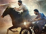 Ram Charan and Jr NTR in a still from RRR. Ram Charan and Jr NTR in a still from RRR.