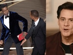 Jim Carrey has reacted to Will Smith slapping Chris Rock at the Oscars. Jim Carrey has reacted to Will Smith slapping Chris Rock at the Oscars.