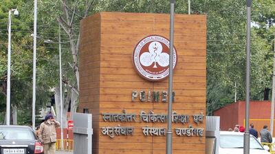 Demanding safe working environment, PGIMER doctors staged protest on campus. (HT File)