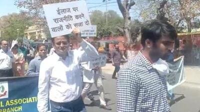 Dr Vijay Kapoor, secretary of Rajasthan’s private hospitals and nursing homes association, demanded suspension of police officers who booked the Dausa doctor on murder charges. Dr Vijay Kapoor, secretary of Rajasthan’s private hospitals and nursing homes association, demanded suspension of police officers who booked the Dausa doctor on murder charges.