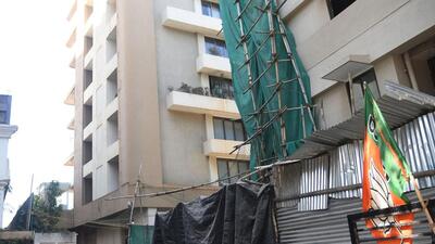 Mumbai, India - February 18, 2022: Union Minister Narayan Rane's bungalow on Juhu Tara Road, Juhu, in Mumbai, India, on Friday, February 18, 2022. (Photo by Vijay Bate/HT Photo) (HT PHOTO)