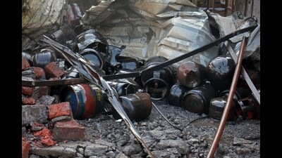 At least 20 cylinders containing Liquefied Petroleum Gas (LPG) exploded after a fire that started in a unit in Katraj on Tuesday. (Ravindra Joshi/HT PHOTO) At least 20 cylinders containing Liquefied Petroleum Gas (LPG) exploded after a fire that started in a unit in Katraj on Tuesday. (Ravindra Joshi/HT PHOTO)
