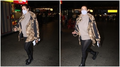 Malaika Arora made the airport her ramp and walked out in her boss lady avatar. (HT Photo/Varinder Chawla) Malaika Arora made the airport her ramp and walked out in her boss lady avatar. (HT Photo/Varinder Chawla)
