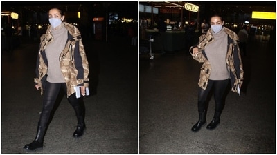 With her jacket unzipped, Malaika Arora aced the street style look. (HT Photo/Varinder Chawla) With her jacket unzipped, Malaika Arora aced the street style look. (HT Photo/Varinder Chawla)
