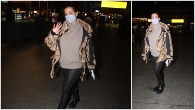 Malaika Arora's warm gestures are what makes fans fall for her, even more, all the time. She waved at the paparazzi as she walked out of the airport. (HT Photo/Varinder Chawla) Malaika Arora's warm gestures are what makes fans fall for her, even more, all the time. She waved at the paparazzi as she walked out of the airport. (HT Photo/Varinder Chawla)