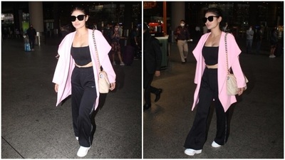 Mouni Roy bid adieu to the shutterbugs just before sitting in her car and return back home. (HT Photo/Varinder Chawla) Mouni Roy bid adieu to the shutterbugs just before sitting in her car and return back home. (HT Photo/Varinder Chawla)