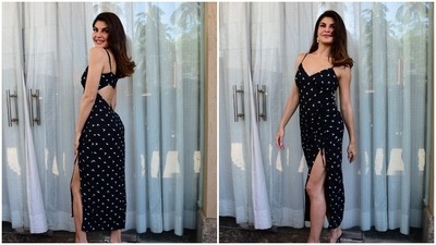 Casting a spell on her fans with her million-dollar smile, Jacqueline Fernandez posed for the shutterbugs. (HT Photo/Varinder Chawla)