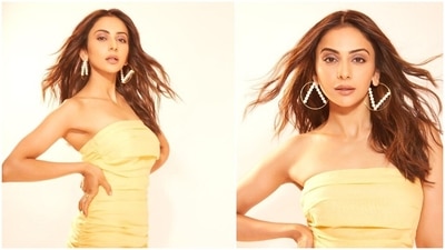 Rakul Preet decided to keep the spring vibe alive while promoting her upcoming film Attack which also stars John Abraham and Jacqueline Fernandez. She wore a yellow drawstring mini dress teamed with blue heels. (Instagram/@rakulpreet) Rakul Preet decided to keep the spring vibe alive while promoting her upcoming film Attack which also stars John Abraham and Jacqueline Fernandez. She wore a yellow drawstring mini dress teamed with blue heels. (Instagram/@rakulpreet)