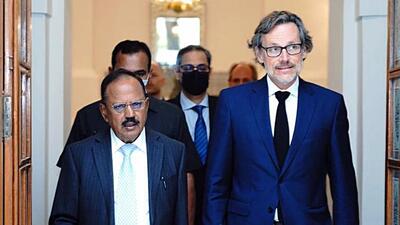 NSA Ajit Doval with Jens Plötner, foreign and security policy advisor to the German Chancellor at Hyderabad House in New Delhi on Wednesday (ANI) NSA Ajit Doval with Jens Plötner, foreign and security policy advisor to the German Chancellor at Hyderabad House in New Delhi on Wednesday (ANI)