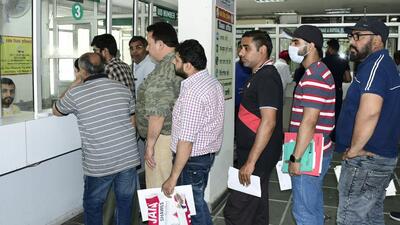 City residents queue up to deposit property tax at Zone D Suvidha Kendra in Ludhiana on Wednesday. (Harsimar Pal Singh/HT)