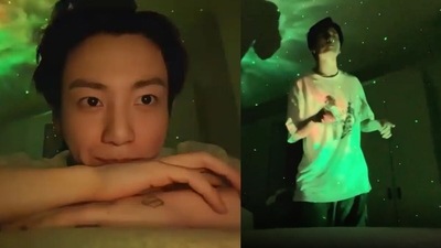 Jungkook in a glimpse from the video he shared on Wednesday. Jungkook in a glimpse from the video he shared on Wednesday. 