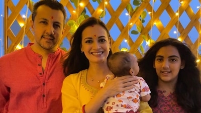 Dia Mirza with Vaibhav Rekhi, Avyaan and Samaira Rekhi. Dia Mirza with Vaibhav Rekhi, Avyaan and Samaira Rekhi. 