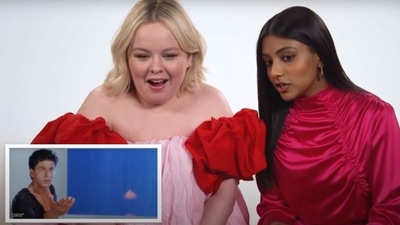 Bridgerton actors Nicola Coughlan and Charithra Chandran have reacted to some popular scenes from Bollywood films.&nbsp;