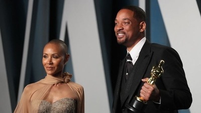 Will Smith and Jada Pinkett Smith arrive at the Vanity Fair Oscar party during the 94th Academy Awards. (REUTERS)