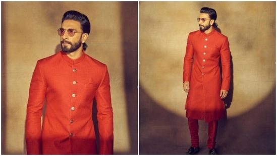 When it comes to fashion, Ranveer Singh never disappoints. The actor keeps sharing snippets of his fashion photoshoots on her Instagram profile on a regular basis and each of them manage to set the fashion bar higher for us. A day back, Ranveer brushed our midweek blues away with a slew of pictures of himself decked up in a red kurta set and it is making his fans swoon.(Instagram/@ranveersingh)