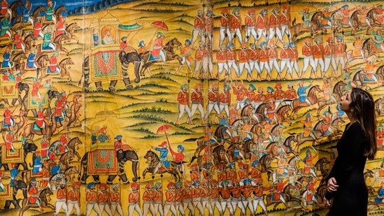 This 32-foot / 9-metre Pollilur battlescene - depicting Tipu Sultan's victory - was sold for £630,000.(Image tweeted by @Sothebys)