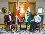 External Affairs Minister S. Jaishankar with UK Foreign Secretary Liz Truss, during their meeting in New Delhi. External Affairs Minister S. Jaishankar with UK Foreign Secretary Liz Truss, during their meeting in New Delhi. 