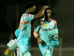Evin Lewis and Ayush Badoni of Lucknow Super Giants after defeating Chennai Super Kings