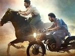 Ram Charan and Jr NTR in a still from RRR. Ram Charan and Jr NTR in a still from RRR.