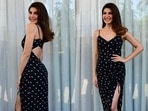 A black midi dress with a side slit is an all-time favourite.