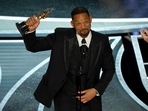 Will Smith accepts the award for best performance by an actor in a leading role for King Richard at the Oscars. (AP Photo/Chris Pizzello) Will Smith accepts the award for best performance by an actor in a leading role for King Richard at the Oscars. (AP Photo/Chris Pizzello)